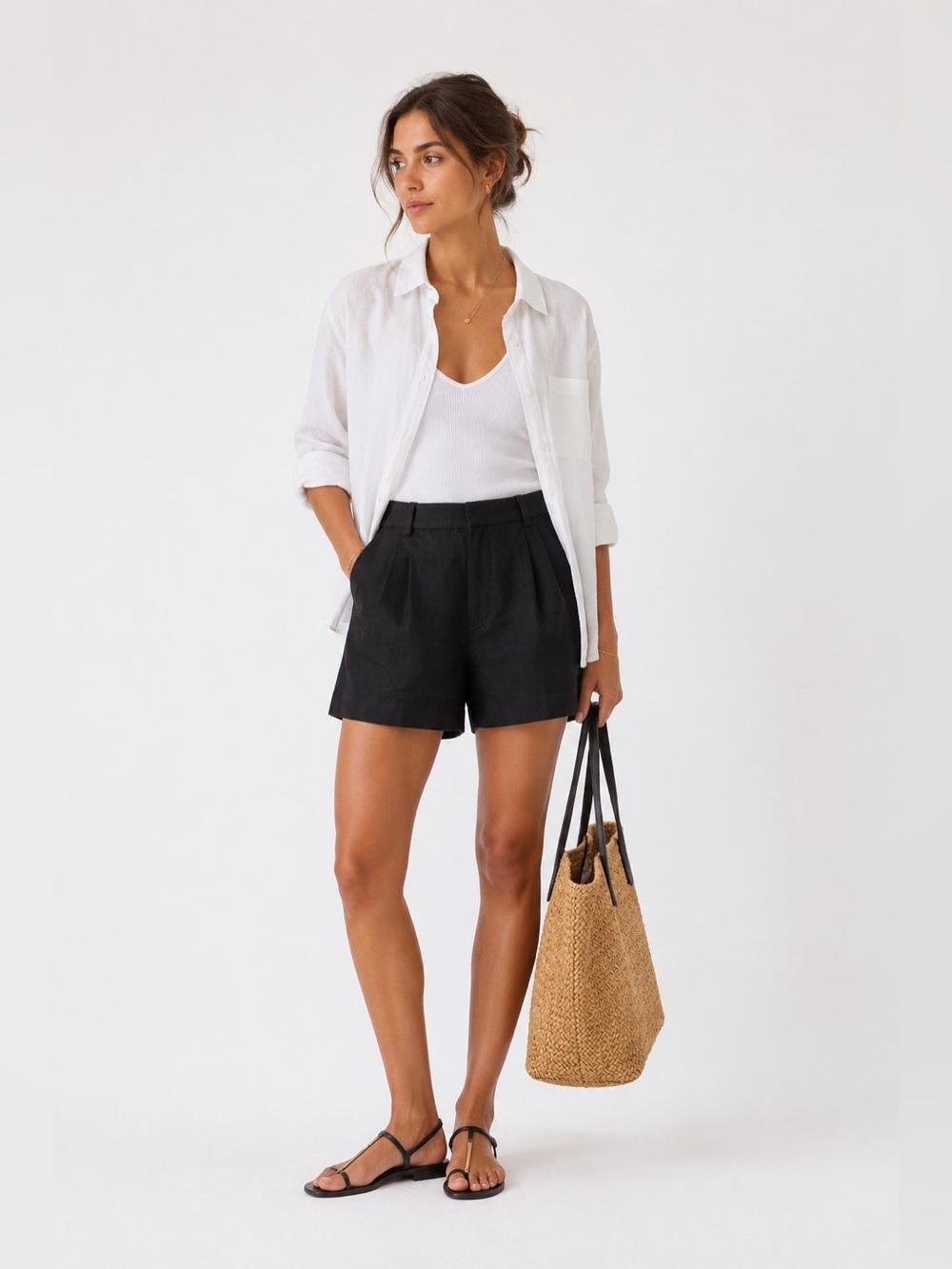 Zara NWOT 100% linen light weight shorts